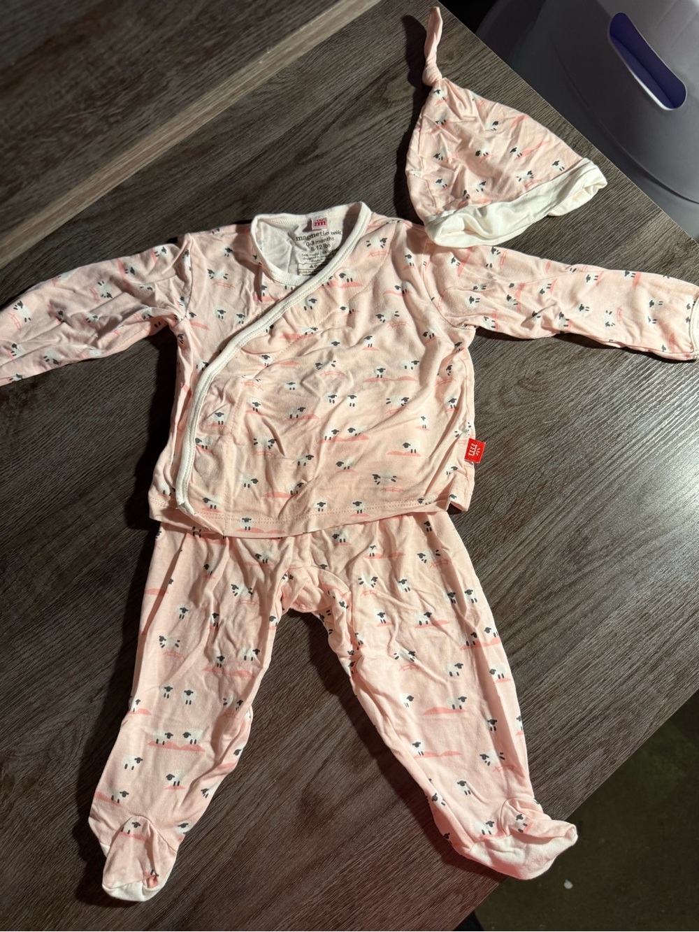 Magnetic Me Pink Baby Pajama Set with Matching Knot Hat